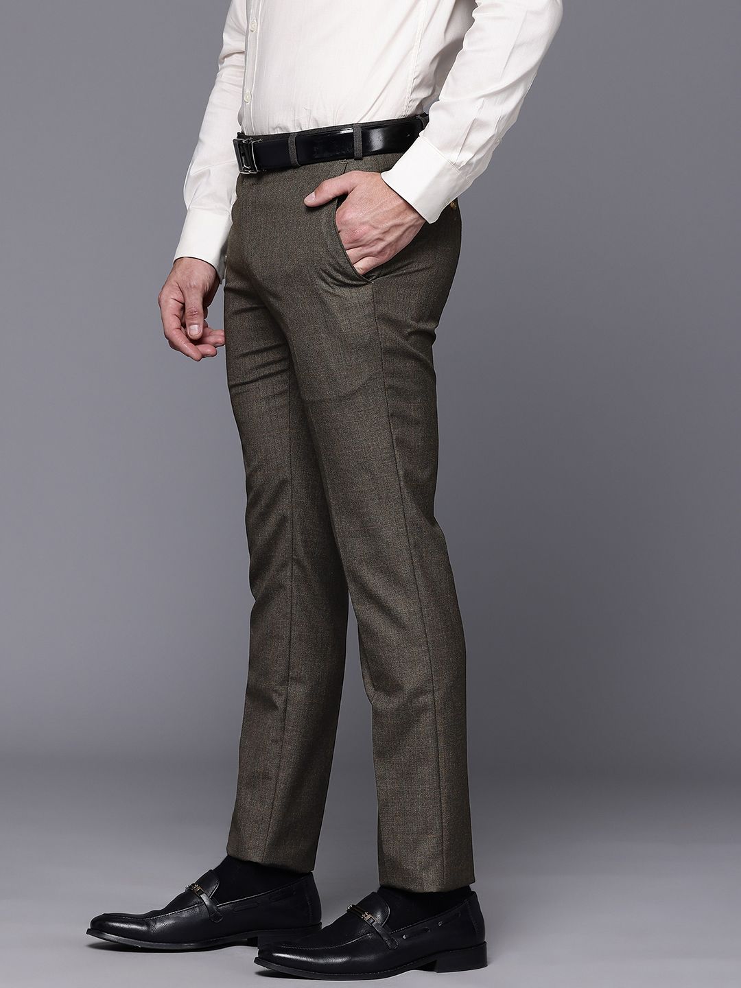 Raymond Men Checked Slim Fit Formal Trousers
