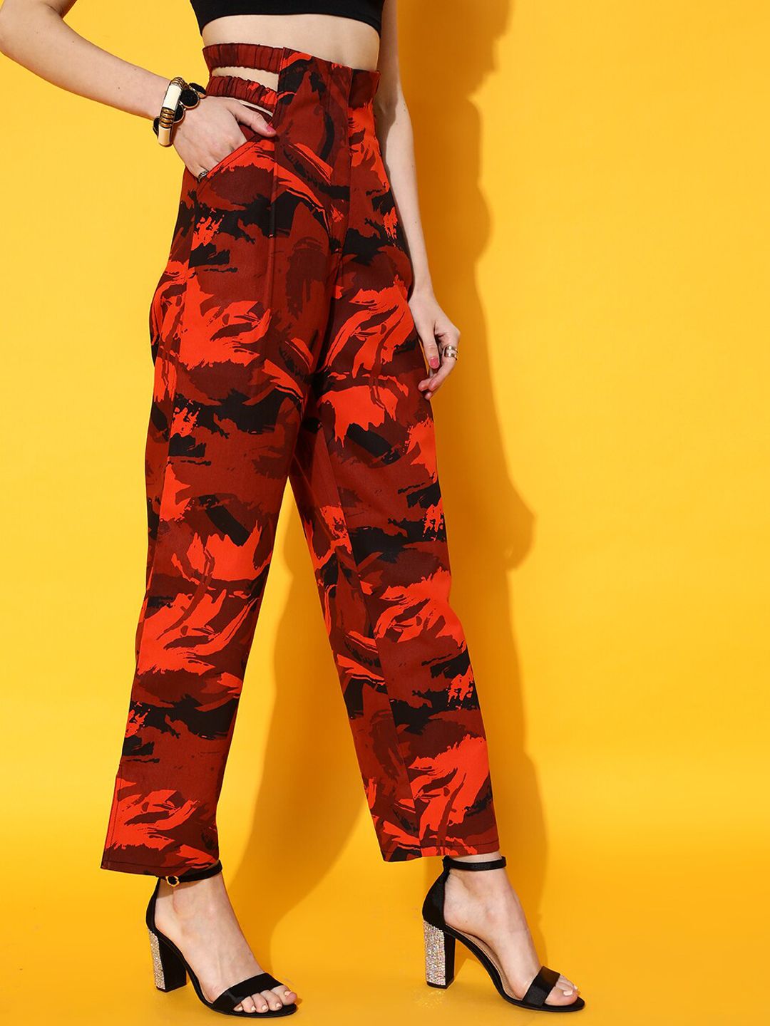STREET 9 Women Orange Conversational Trousers