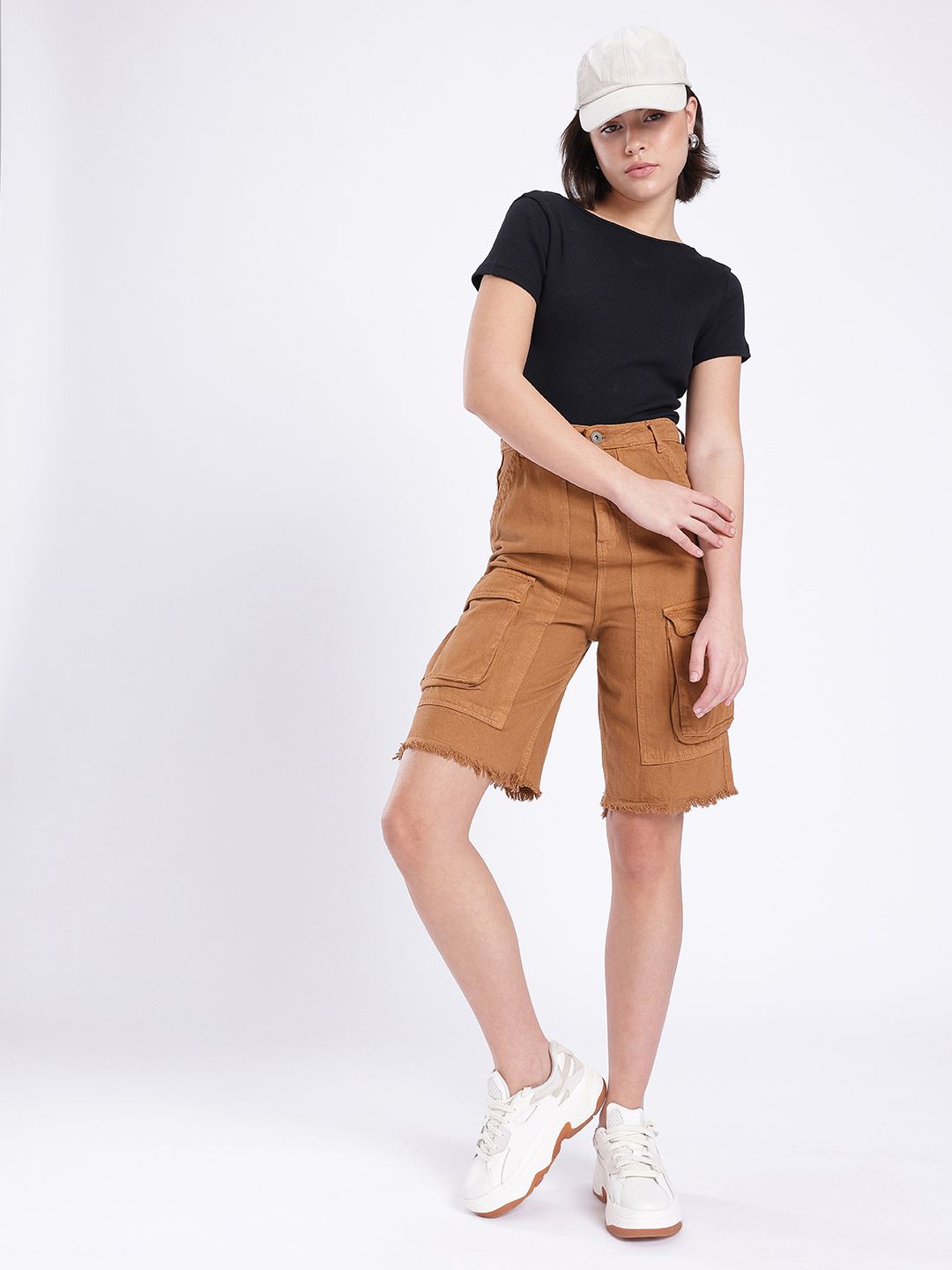 DressBerry Women City Swagger Denim Cargo Shorts