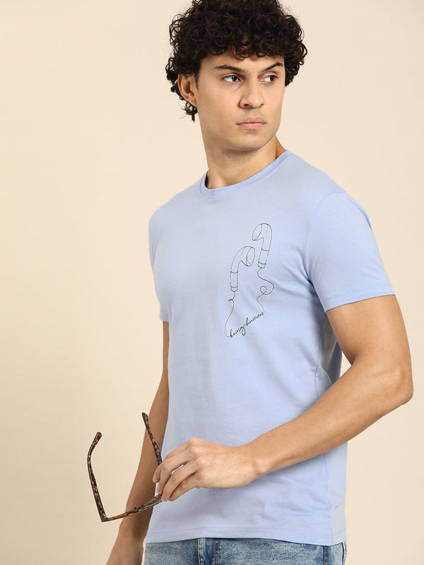 Menjadi Lelaki Manusia Grafik & Penempatan Logo Jenama Cetak T-Shirt Kapas Tulen