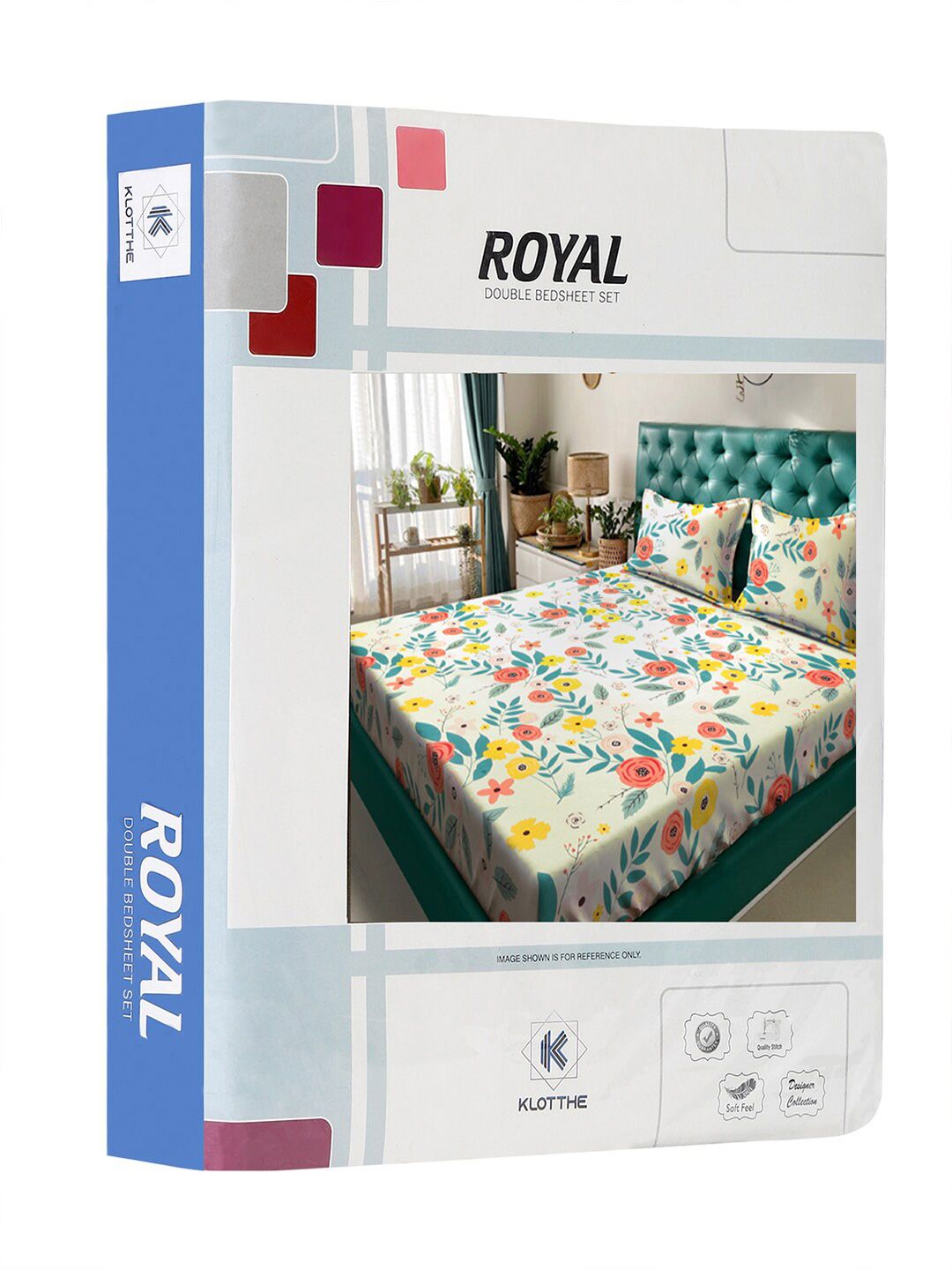 KLOTTHE White Floral Cotton 300 TC King Fine Bedsheet dengan 2 Sarung Bantal-98 x 87 inci
