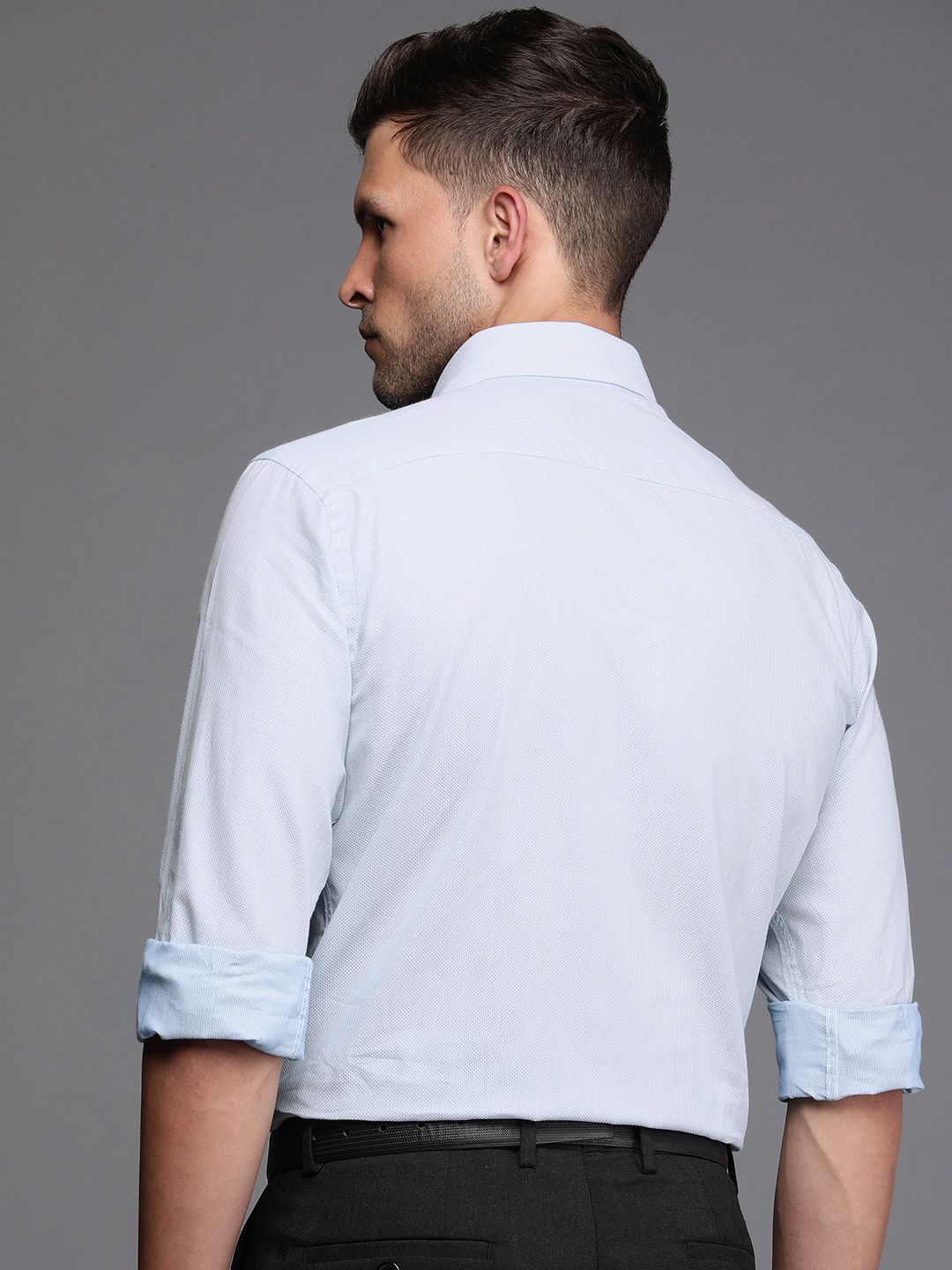 Raymond Pure Cotton Self Design Textured Slim Fit Formal Shirt