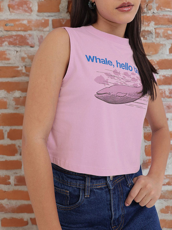 DressBerry As Free As Ocean Printed Sleeveless Crop T-shirt