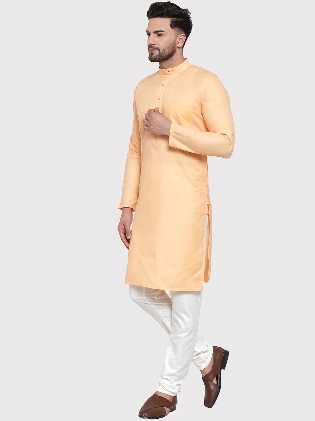 Jompers Men Orange Kurta with Churidar