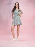 DressBerry Micro Ditsy Print Ruffle Detail Wrap Dress