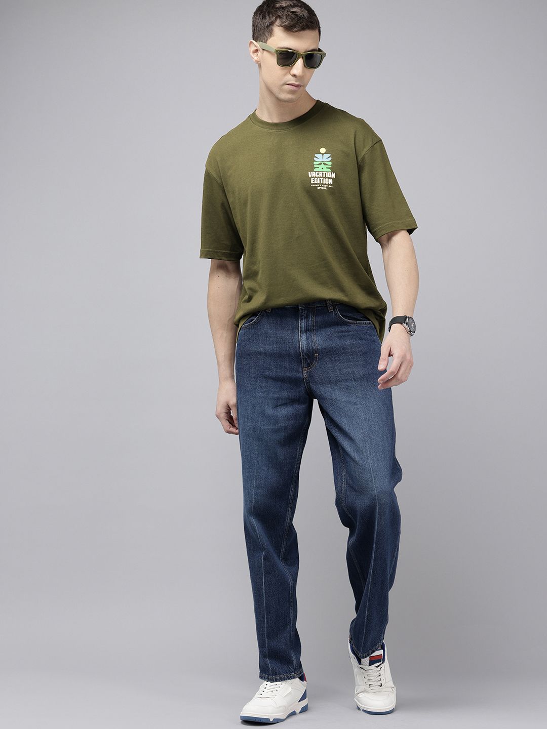 SPYKAR Oversized Fit Typography Printed T-shirt