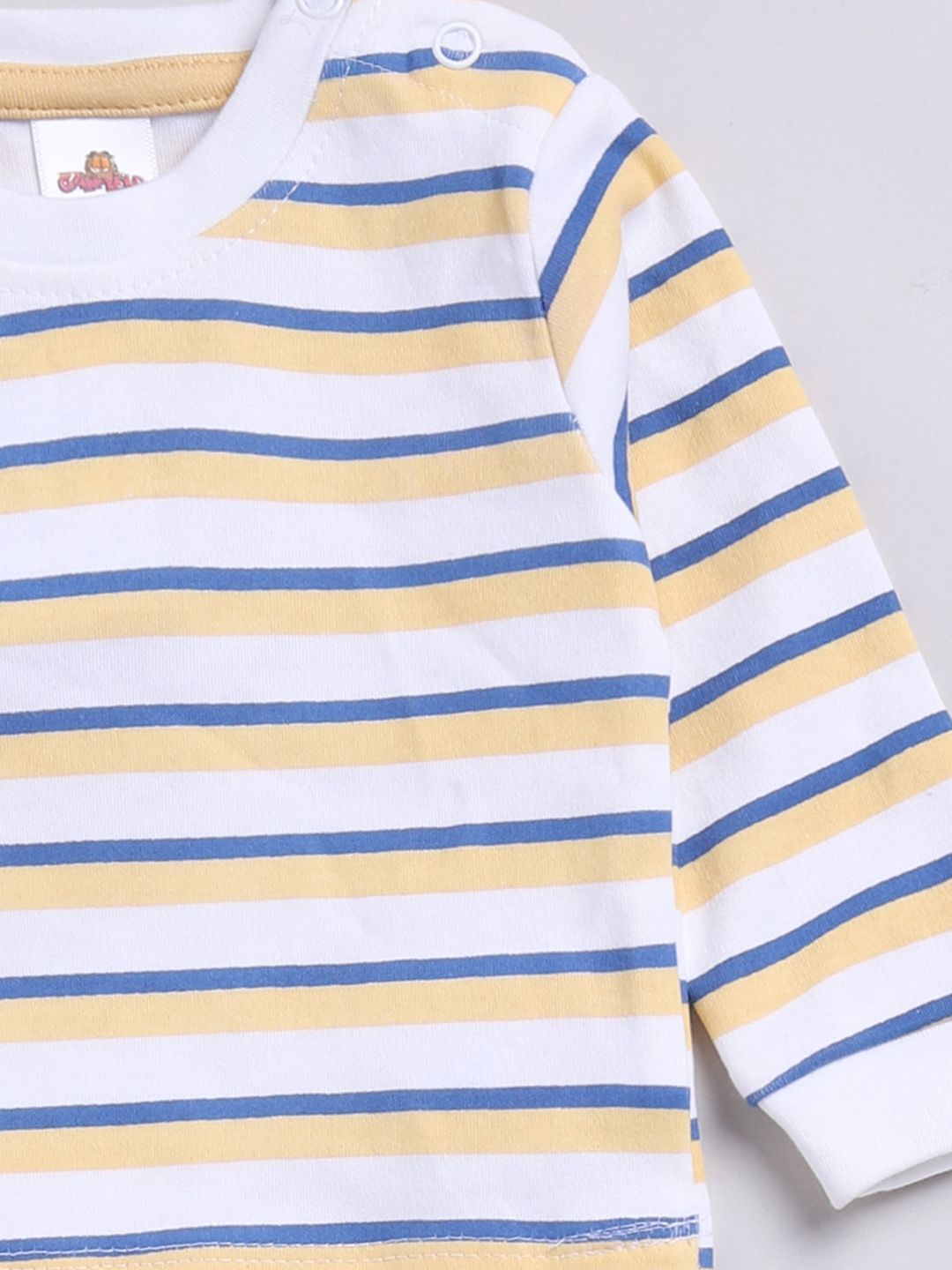 Moms Love Infants Boys Pure Cotton Applique Detail Dungaree With Striped T-Shirt