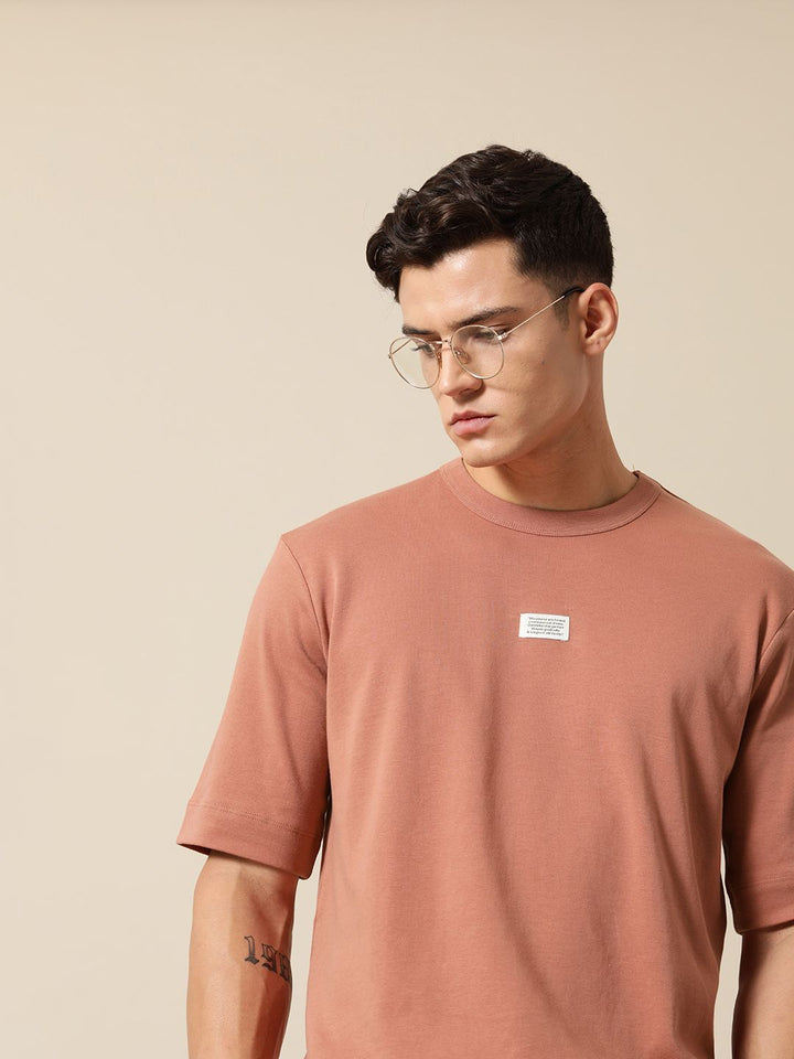 Mr Bowerbird Solid Pure Cotton Casual Oversized T-shirt With Patchwork Detail