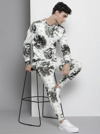 The Indian Garage Co Men Off-White & Charcoal Grey Dyed Sweatshirt & Joggers Set