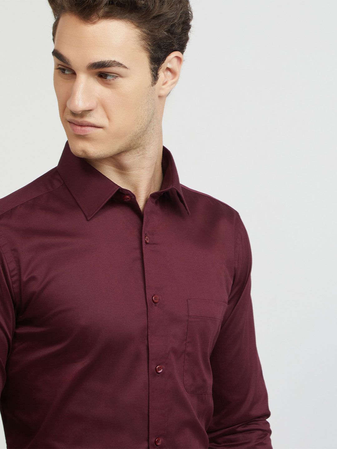 Raymond Men Maroon Pure Cotton Slim Fit Long Sleeves Formal Shirt
