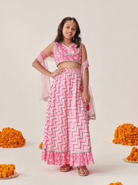 pspeaches Girls Printed Ready to Wear Lehenga & Blouse With Dupatta