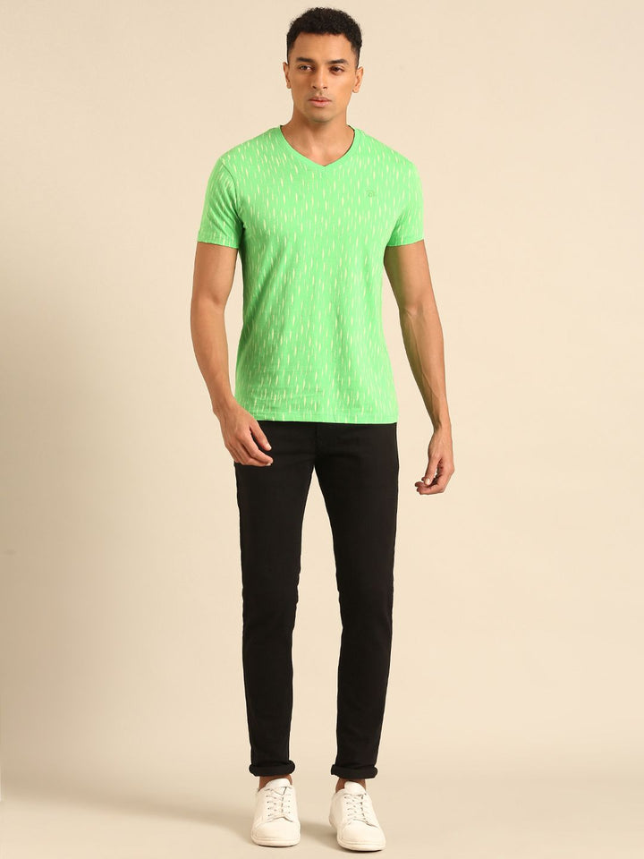 Being Human Pure Cotton Abstract Printed V-Neck T-shirt