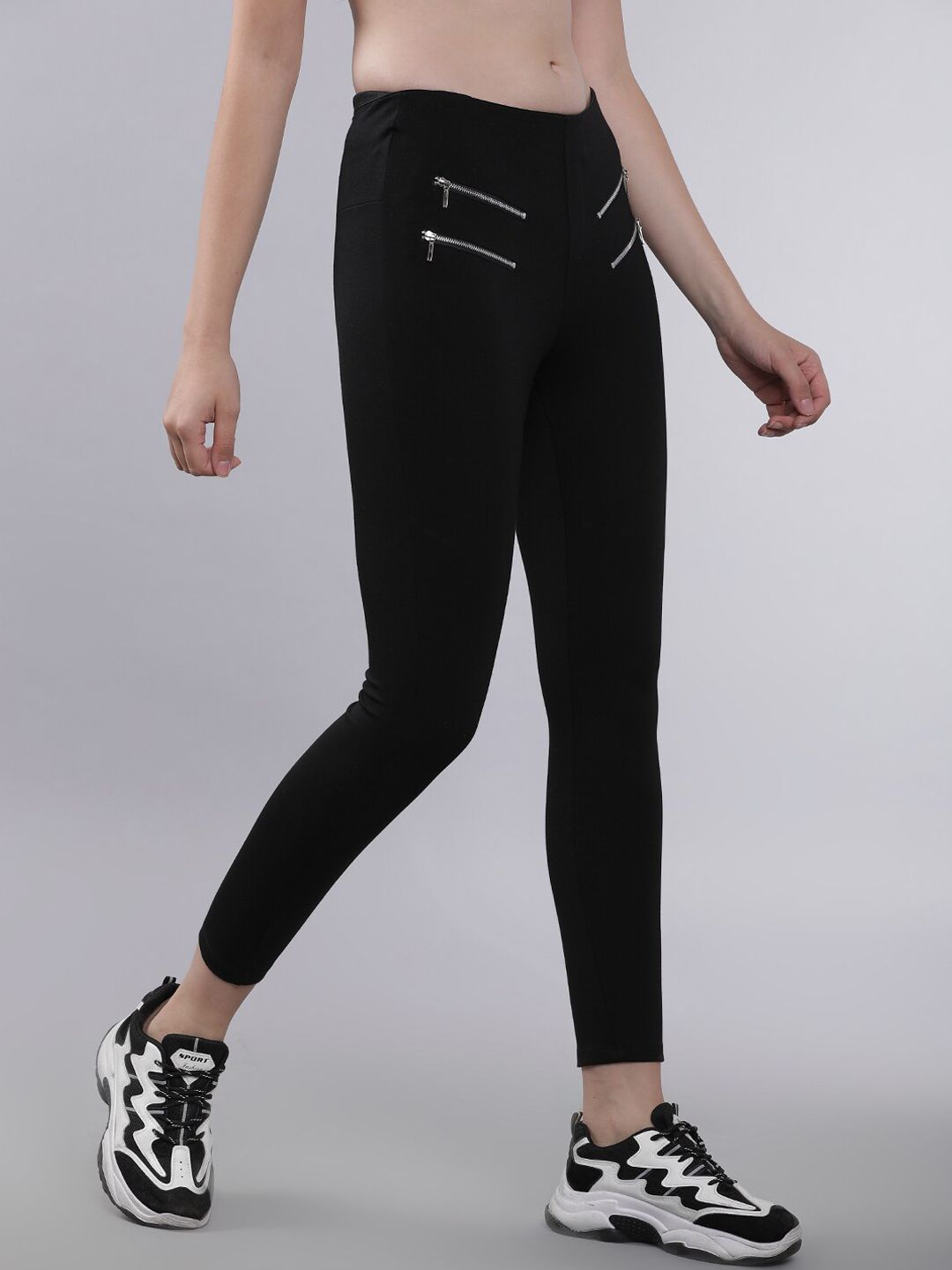 Tokyo Talkies Women Black Slim Fit Solid Regular Trousers