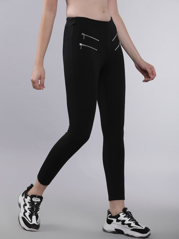 Tokyo Talkies Women Black Slim Fit Solid Regular Trousers