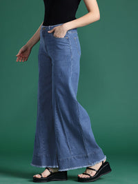 Pakaian wanita pakaian jeans lebar kaki lebar