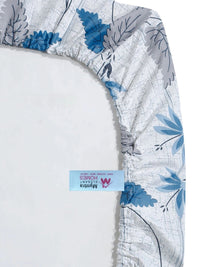 Myntra Elegant Homes Blue & Grey Floral 400 TC Single Bedsheet with 1 Pillow Covers