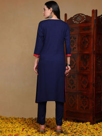 KALINI Ethnic Motifs Embroidered Thread Work Straigth Kurta