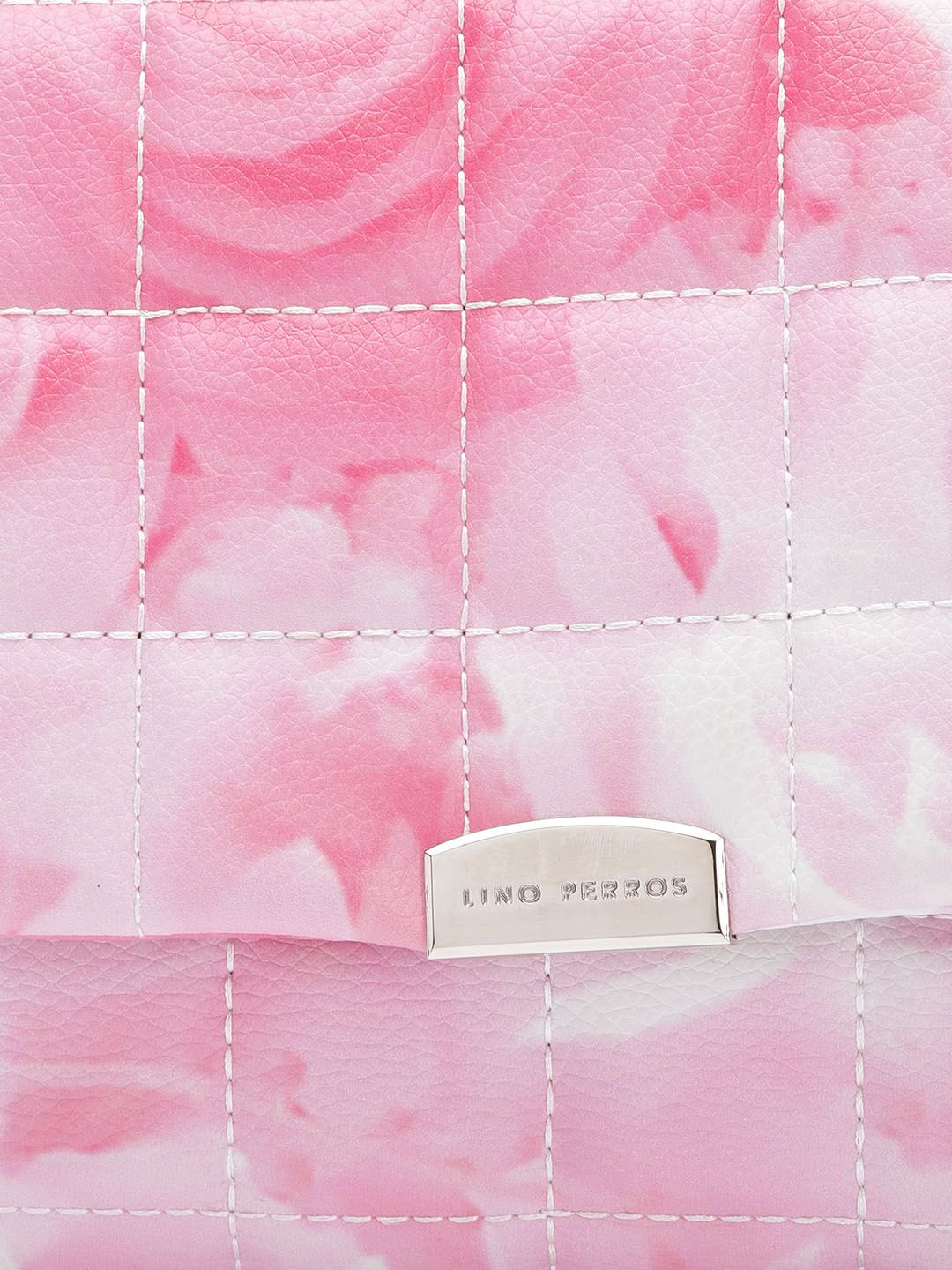 Lino Perros Floral Printed Structured Shoulder Bag with Quilted Detail