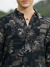 Campus Sutra Men Relaxed Fit Spread Collar Floral Printed Cotton Casual Shirt