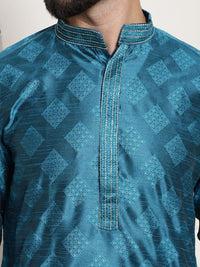 SOJANYA Ethnic Motif Woven Design Mandarin Collar Kurta With Pyjamas