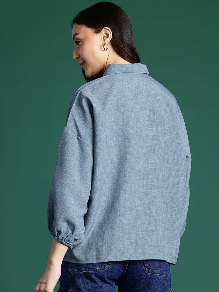 DressBerry Pure Cotton Drop-Shoulder Sleeve Shirt