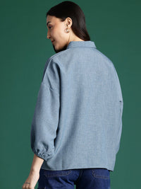 DressBerry Pure Cotton Drop-Shoulder Sleeve Shirt