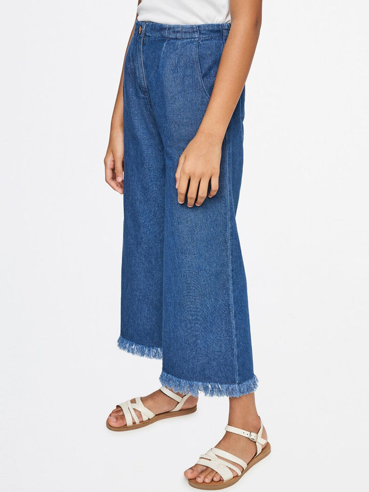 Global Desi Girls Blue Loose Fit Trousers