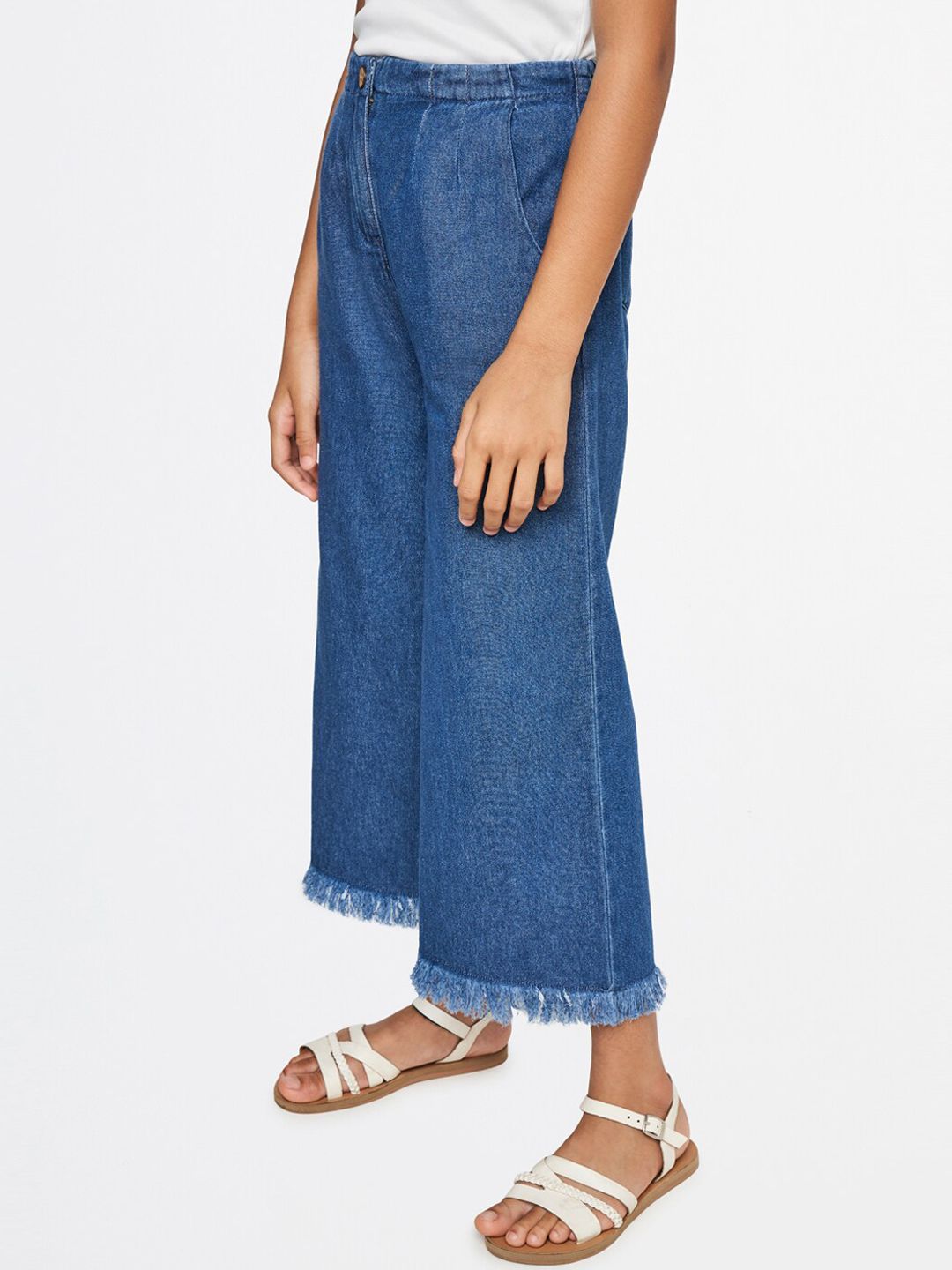 Global Desi Girls Blue Loose Fit Trousers