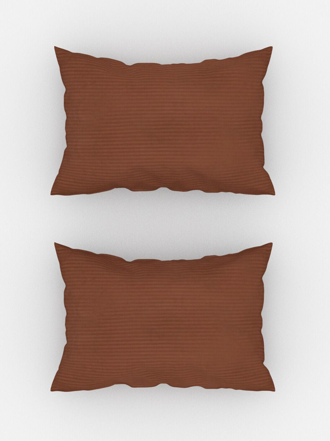 TEAL BY CHUMBAK Coffee Brown Striped Satin 210 TC Queen Bedsheet with 2 Pillow Covers
