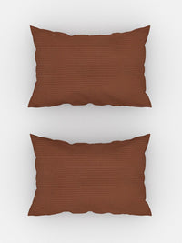 TEAL BY CHUMBAK Coffee Brown Striped Satin 210 TC Queen Bedsheet with 2 Pillow Covers