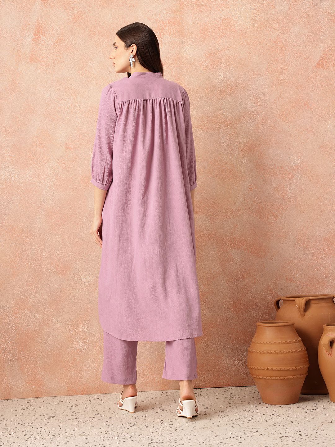 all about you Regular Crinkled Kurta with Trousers