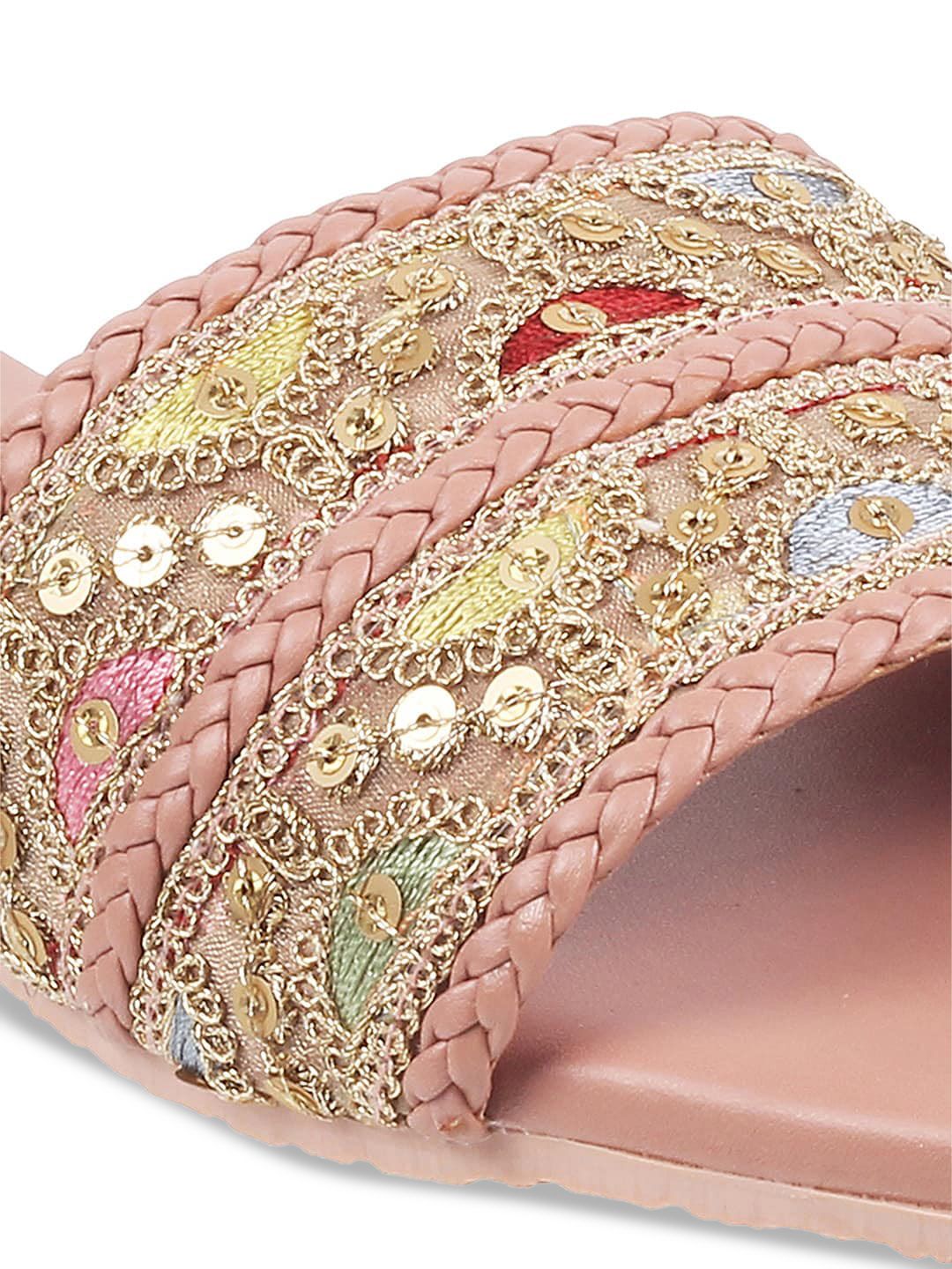 Metro Women Embellished Open Toe Flats