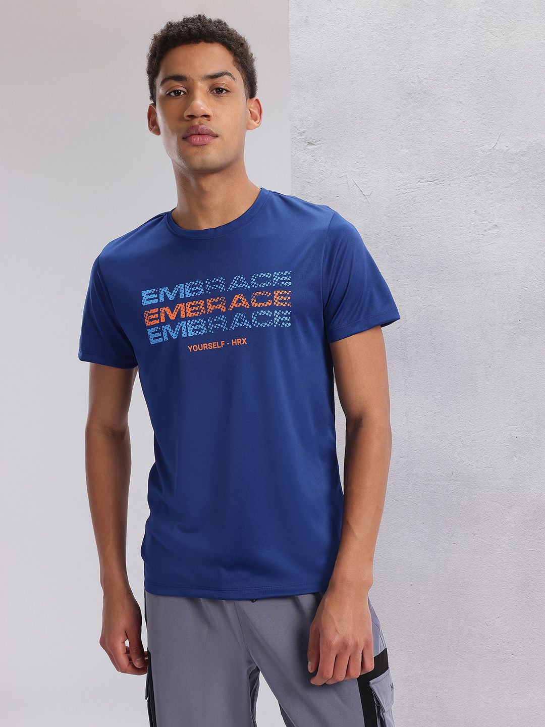 HRX by Hrithik Roshan Twin Collection Typography Printed Rapid-Dry Training T-shirt