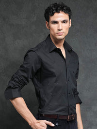 RARE RABBIT Men Roser Slim Fit Embroidered Cotton Shirt