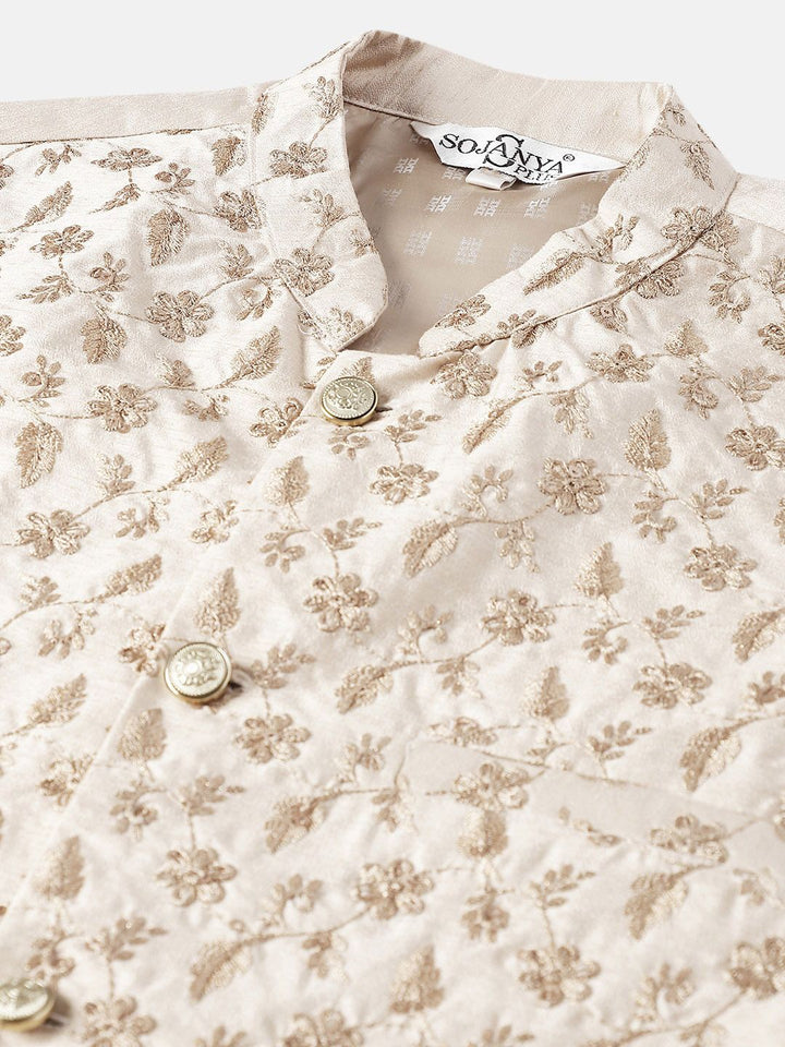 SOJANYA PLUS Plus Size Woven Design Kurta With Pyjamas & Nehru Jacket