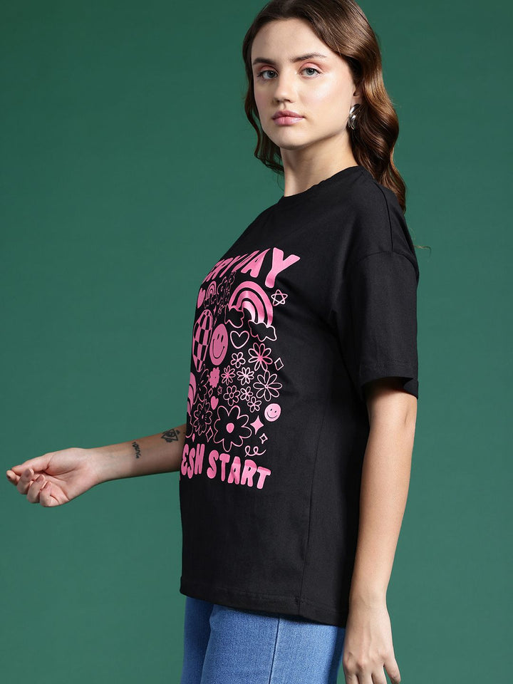 DressBerry Women Printed Pure Cotton T-shirt