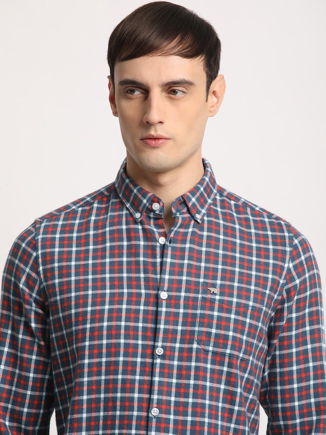 THE BEAR HOUSE Men Checked Slim Fit Button-Down Collar Casual Shirt
