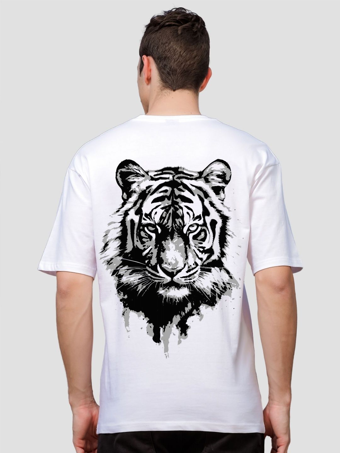 ADRO Lelaki Baju T-Shirt Bersaiz Besar Kapas Lengan Jatuh Bercetak Grafik