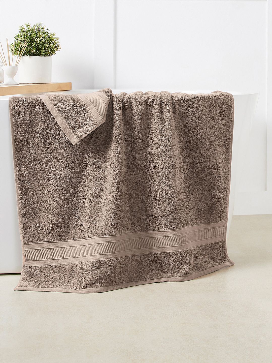 MYTRIDENT Brown Solid Pure Cotton 500 GSM Soft  Plush Bath Towel