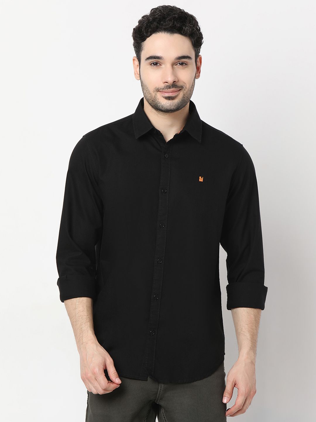 SPYKAR Pure Cotton Slim Fit Opaque Casual Shirt
