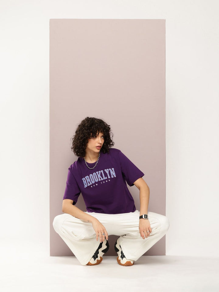DILLINGER Women Oversized Short Sleeve Embroidery Tshirt