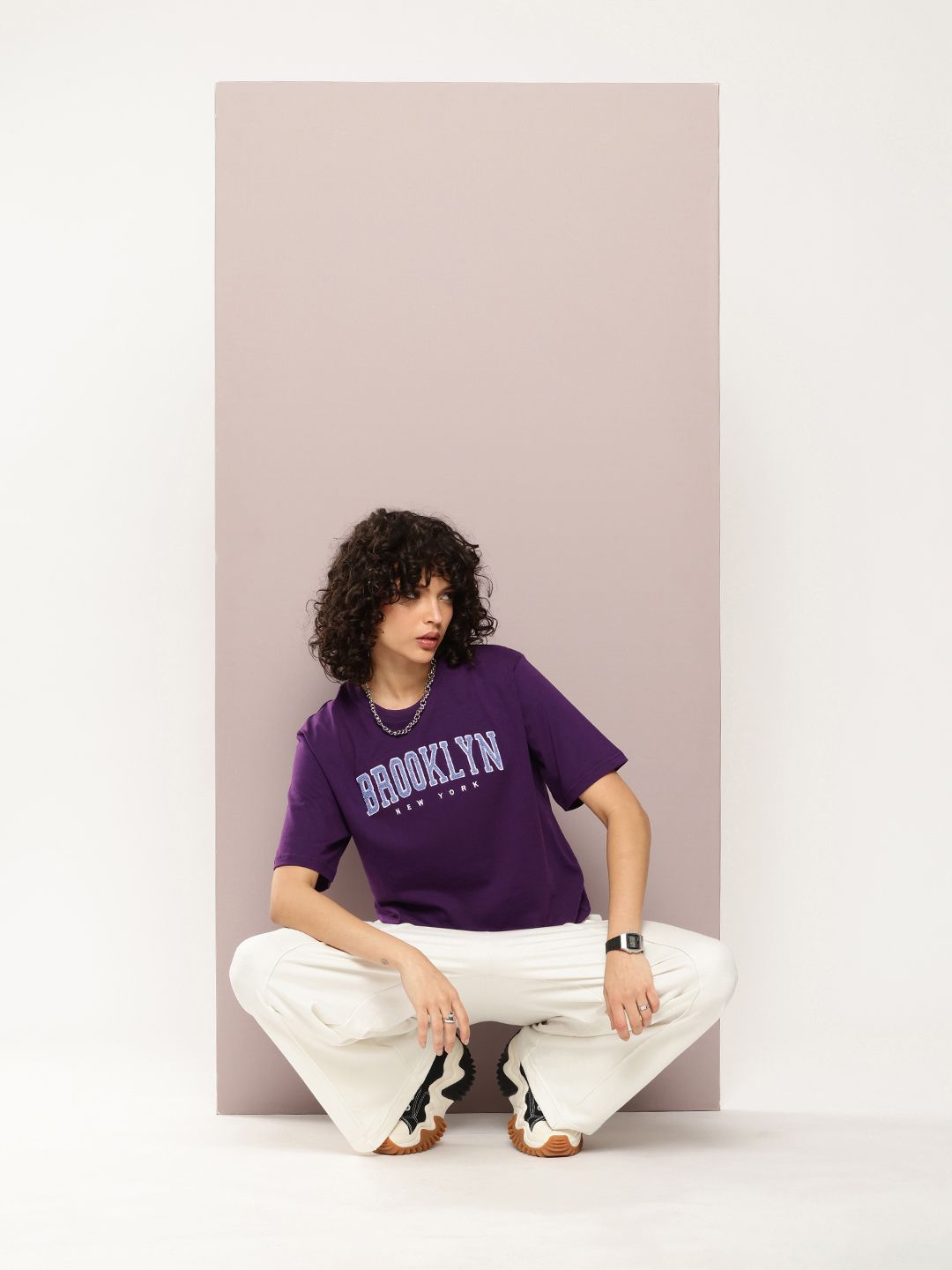 DILLINGER Women Oversized Short Sleeve Embroidery Tshirt
