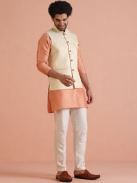 KISAH Men Ethnic Motifs Mandarin Collar Woven Design Nehru Jacket