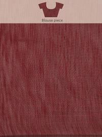 Saree mall Maroon Floral Linen Blend Banarasi Saree