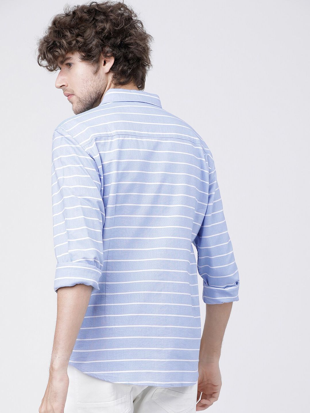 HIGHLANDER Men Blue Slim Fit Striped Casual Shirt