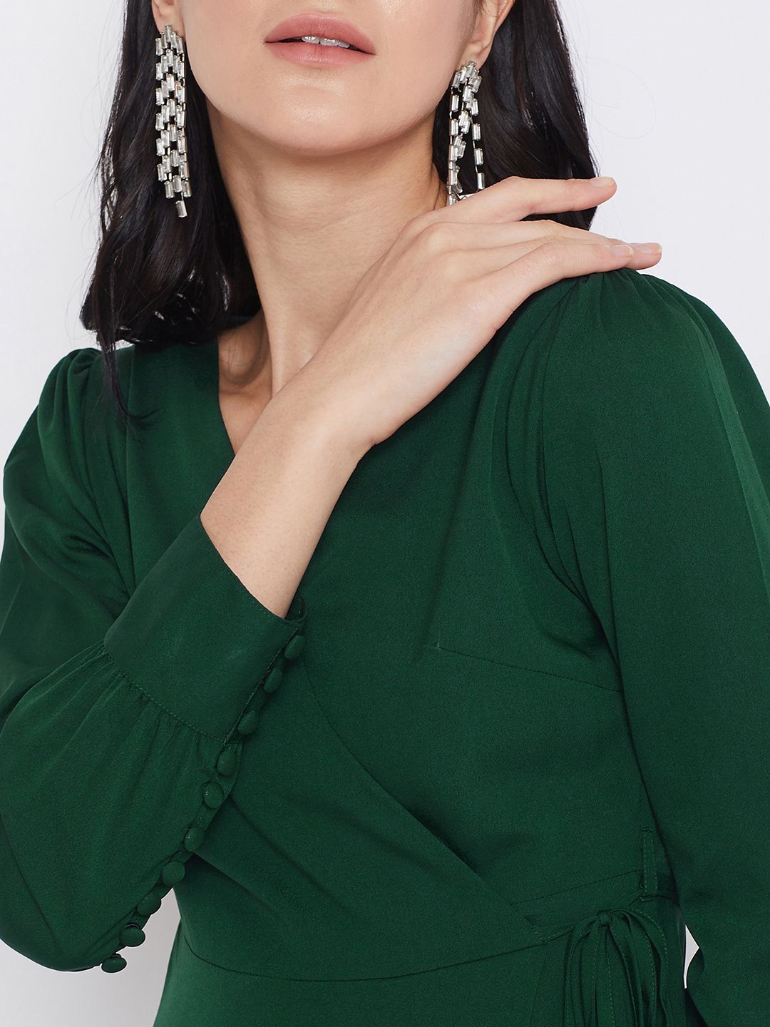 Berrylush Women Green Solid Maxi Dress