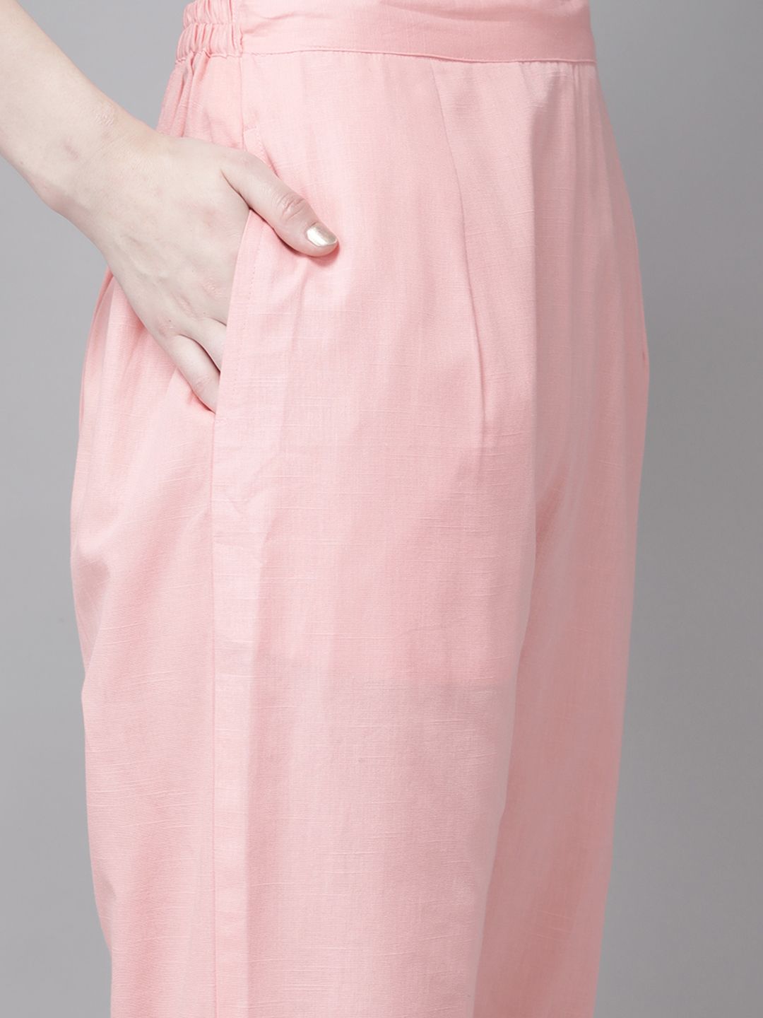 Indo Era Women Pink Pure Cotton Ethnic Motifs Sequinned Kurta with Trousers & Dupatta