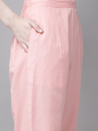 Indo Era Women Pink Pure Cotton Ethnic Motifs Sequinned Kurta with Trousers & Dupatta