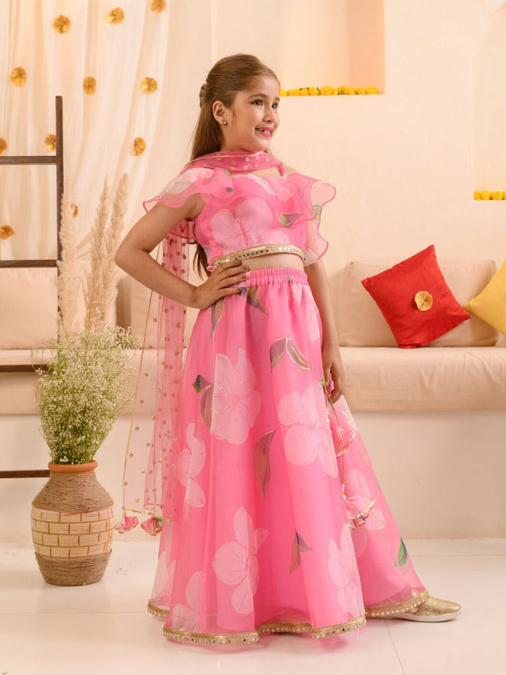 pspeaches Girls Printed Ready to Wear Lehenga & Blouse With Dupatta