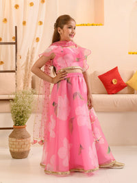 pspeaches Girls Printed Ready to Wear Lehenga & Blouse With Dupatta